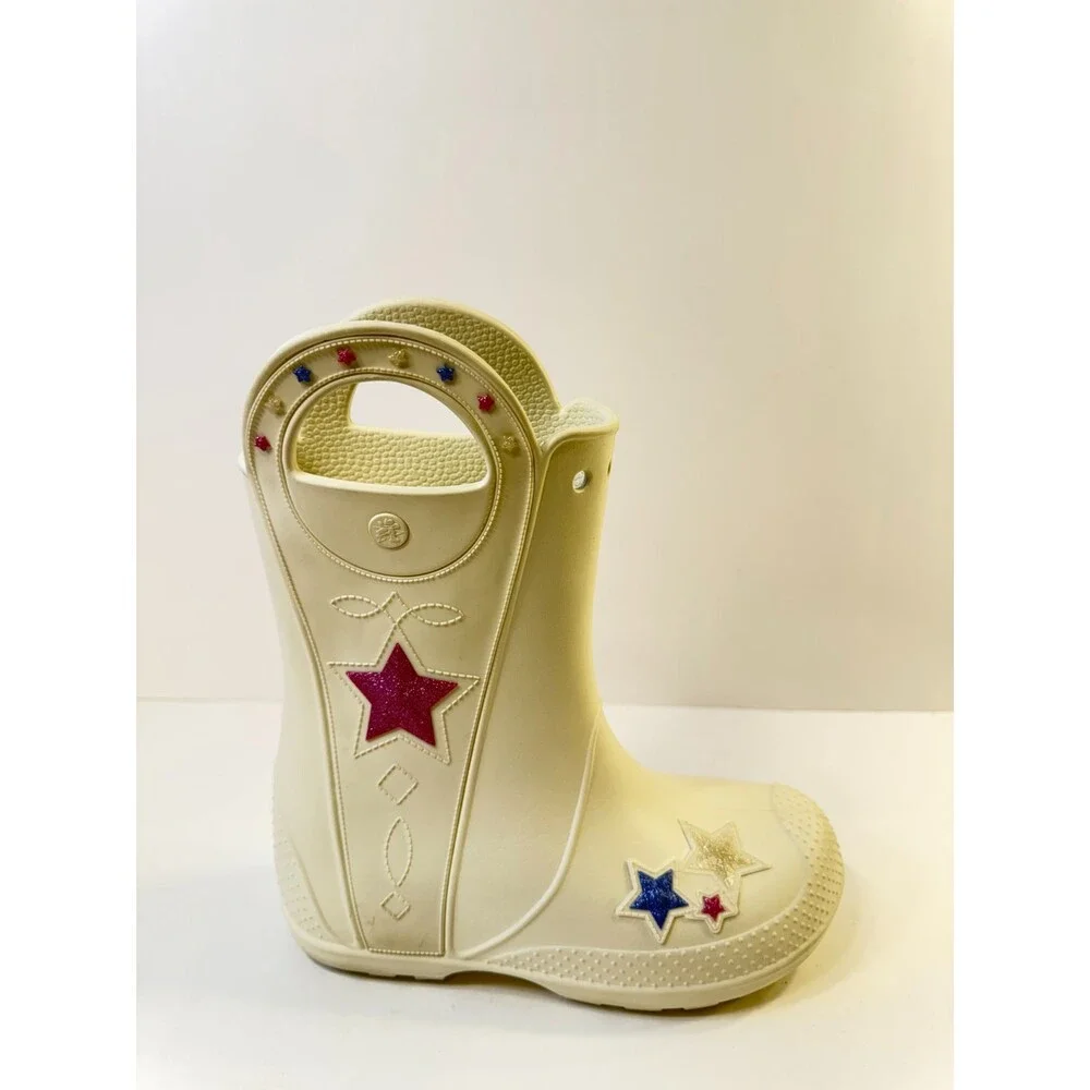 Crocs Unisex Kids Handle It Rain Boots Western Summit White US 3 Big Kids
